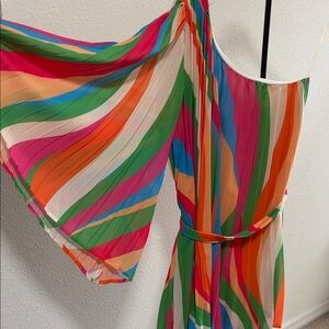 Colorful Striped One-Shoulder Dress